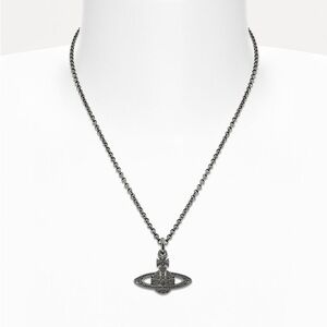 Vivienne Westwood Mini Bas Relief Pendant Necklace ruthenium black diamond.
